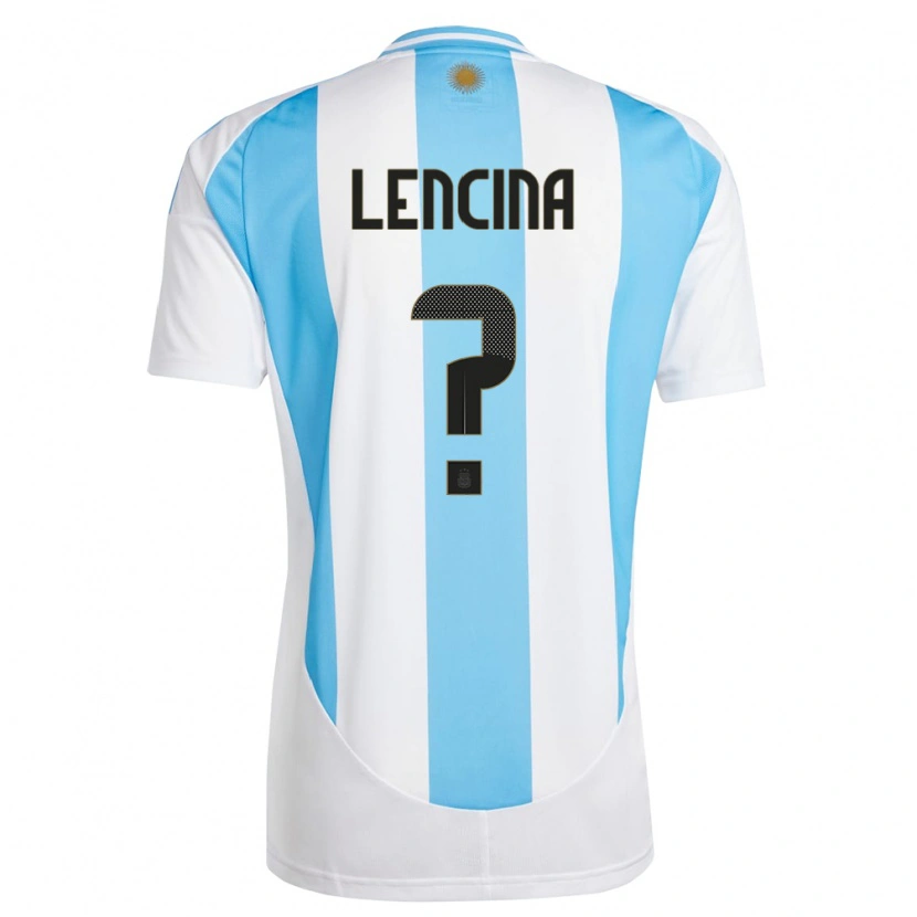 Danxen Homme Maillot Argentine Santiago Lencina #0 Blanc Bleu Tenues Domicile 24-26 T-Shirt