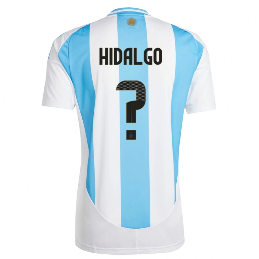 Danxen Homme Maillot Argentine Santiago Hidalgo #0 Blanc Bleu Tenues Domicile 24-26 T-Shirt