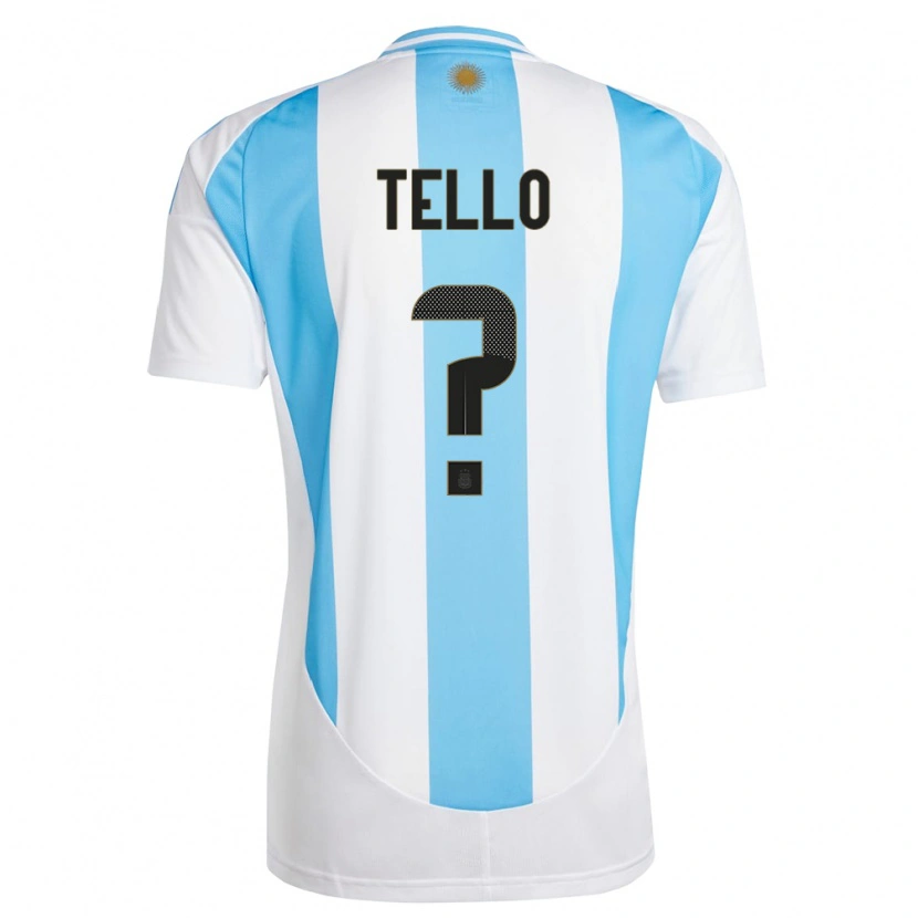 Danxen Homme Maillot Argentine Alejandro Tello #0 Blanc Bleu Tenues Domicile 24-26 T-Shirt