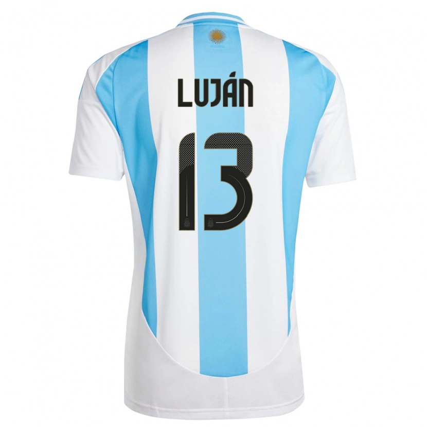 Danxen Homme Maillot Argentine Gonzalo Luján #13 Blanc Bleu Tenues Domicile 24-26 T-Shirt