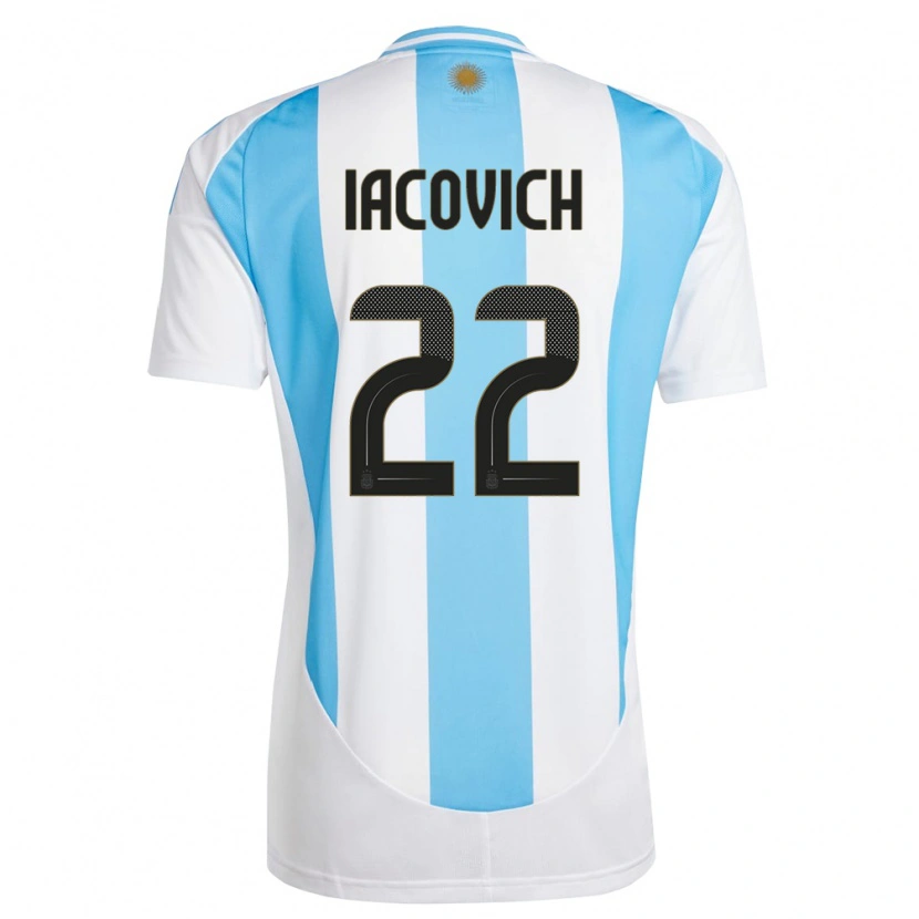 Danxen Homme Maillot Argentine Fabricio Iacovich #22 Blanc Bleu Tenues Domicile 24-26 T-Shirt