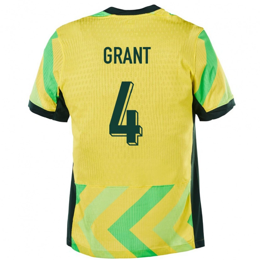 Danxen Homme Maillot Australie Rhyan Grant #4 Doré Tenues Domicile 24-26 T-Shirt