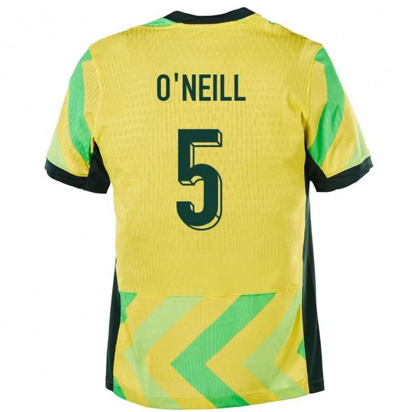 Danxen Homme Maillot Australie Aiden O'neill #5 Doré Tenues Domicile 24-26 T-Shirt