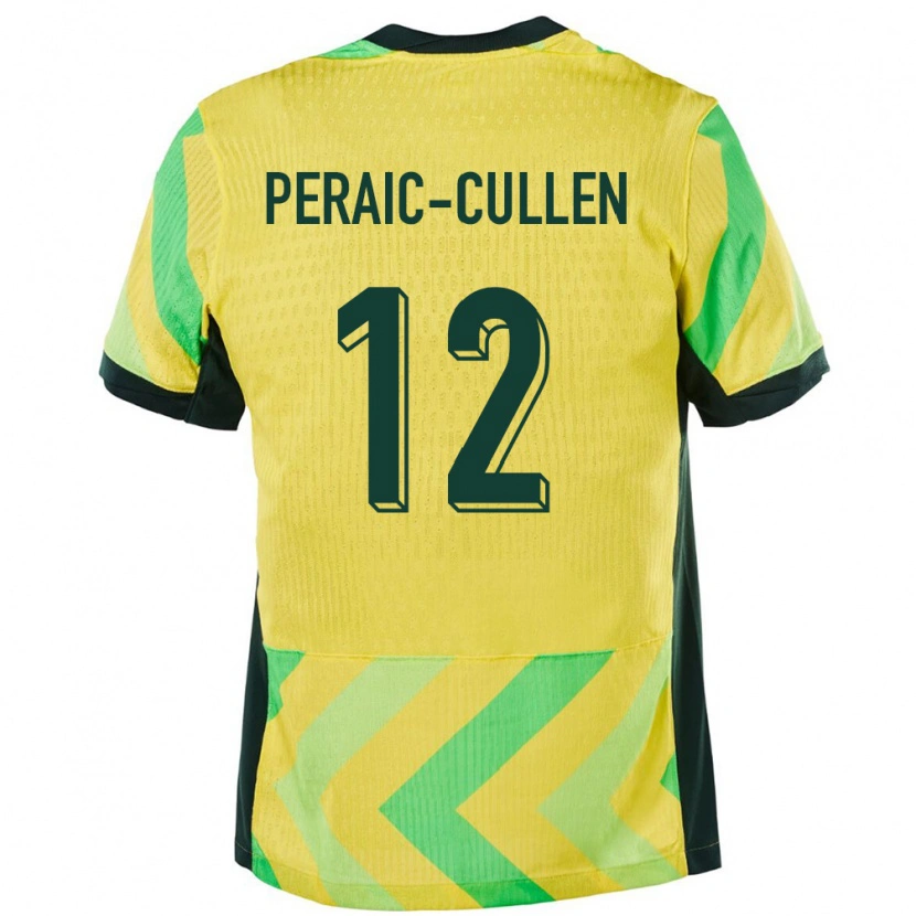 Danxen Homme Maillot Australie Dylan Peraić-Cullen #12 Doré Tenues Domicile 24-26 T-Shirt