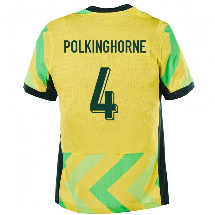 Danxen Homme Maillot Australie Clare Polkinghorne #4 Doré Tenues Domicile 24-26 T-Shirt