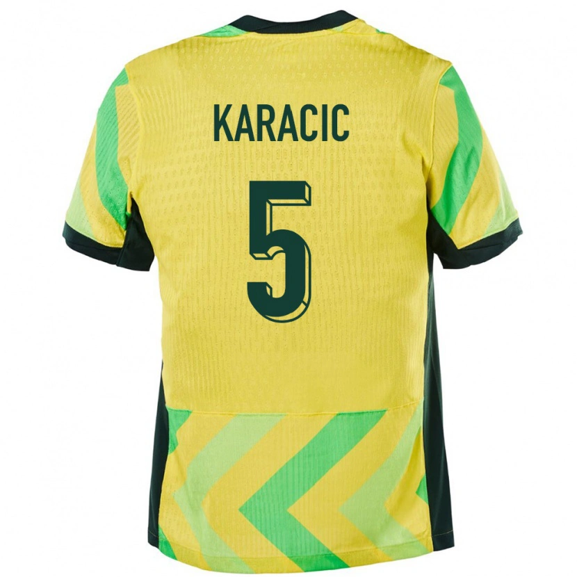 Danxen Homme Maillot Australie Fran Karacic #5 Doré Tenues Domicile 24-26 T-Shirt
