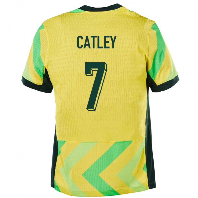 Danxen Homme Maillot Australie Stephanie Catley #7 Doré Tenues Domicile 24-26 T-Shirt