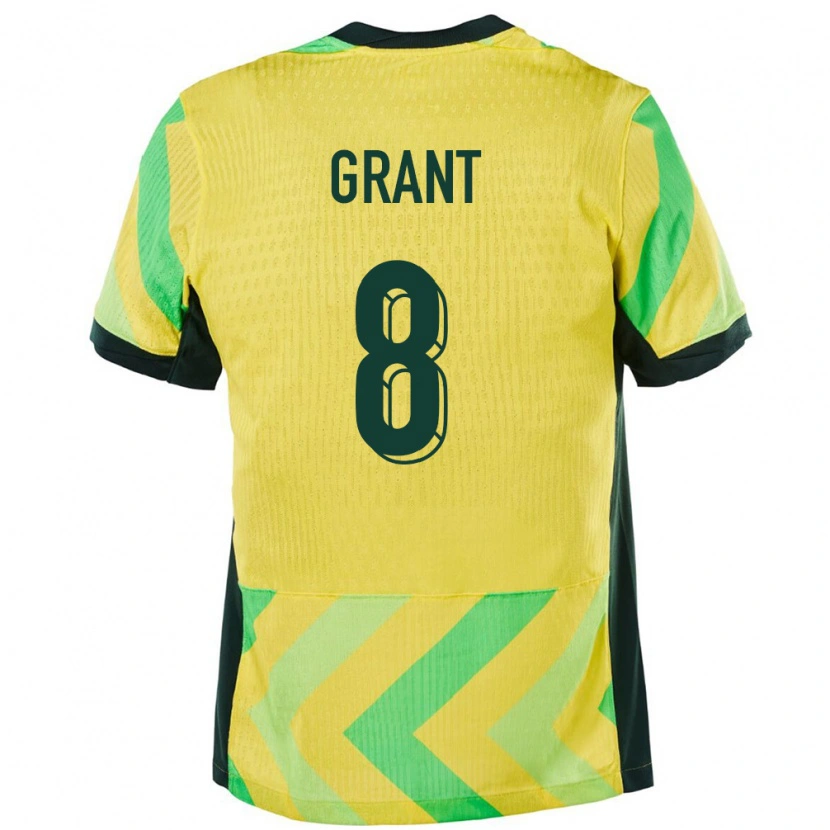 Danxen Homme Maillot Australie Charlotte Grant #8 Doré Tenues Domicile 24-26 T-Shirt