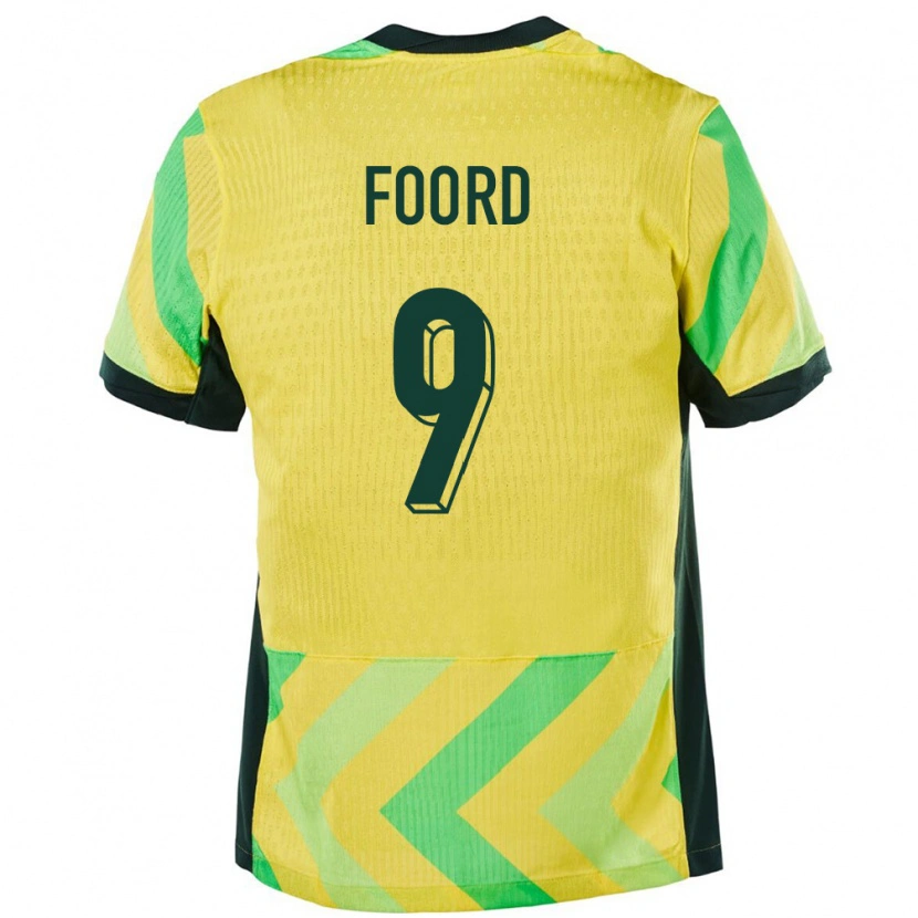 Danxen Homme Maillot Australie Caitlin Foord #9 Doré Tenues Domicile 24-26 T-Shirt