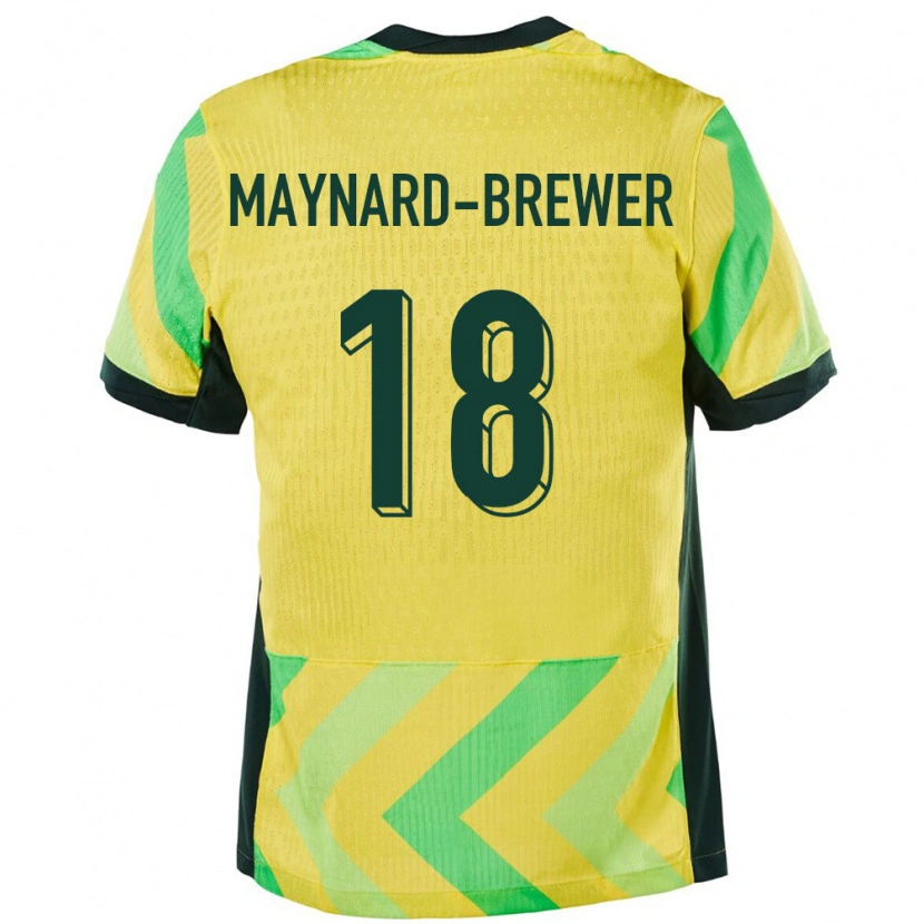 Danxen Homme Maillot Australie Ashley Maynard Brewer #18 Doré Tenues Domicile 24-26 T-Shirt
