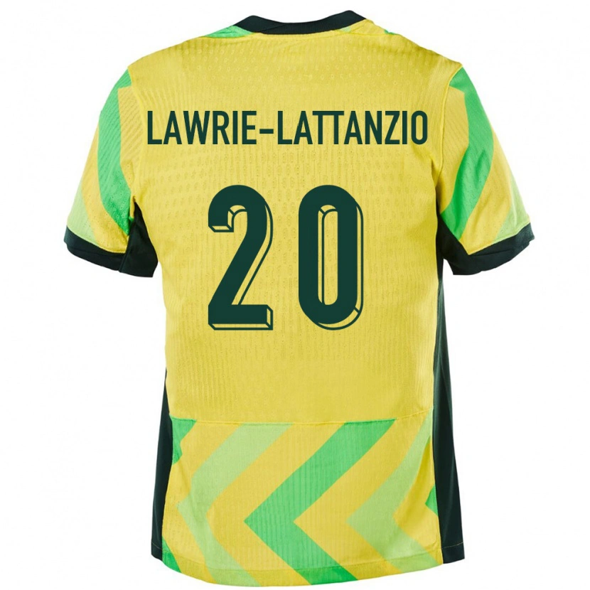 Danxen Homme Maillot Australie Luis Lawrie Lattanzio #20 Doré Tenues Domicile 24-26 T-Shirt