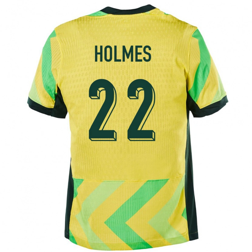 Danxen Homme Maillot Australie Jordan Holmes #22 Doré Tenues Domicile 24-26 T-Shirt