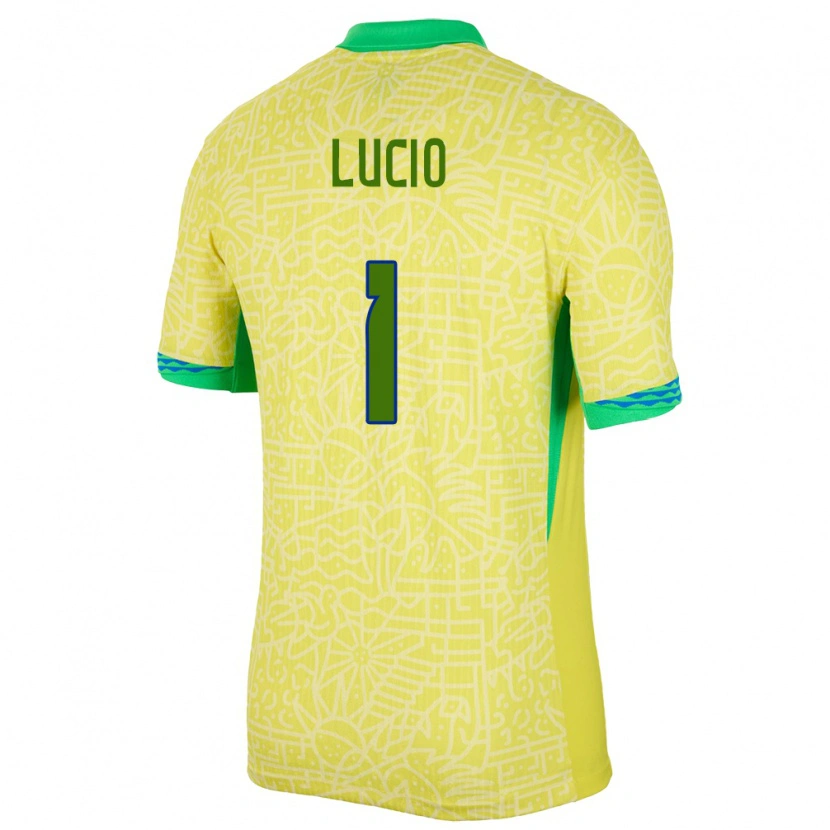 Danxen Homme Maillot Brésil João Lucio #1 Jaune Tenues Domicile 24-26 T-Shirt