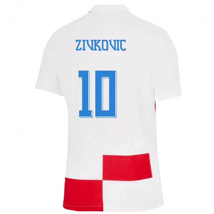 Danxen Homme Maillot Croatie Filip Zivkovic #10 Blanc Rouge Tenues Domicile 24-26 T-Shirt
