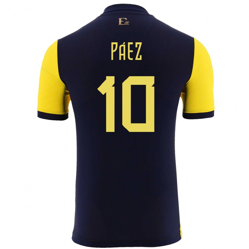 Danxen Homme Maillot Équateur Kendry Páez #10 Jaune Tenues Domicile 24-26 T-Shirt