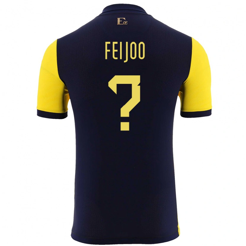 Danxen Homme Maillot Équateur Jostin Feijoo #0 Jaune Tenues Domicile 24-26 T-Shirt