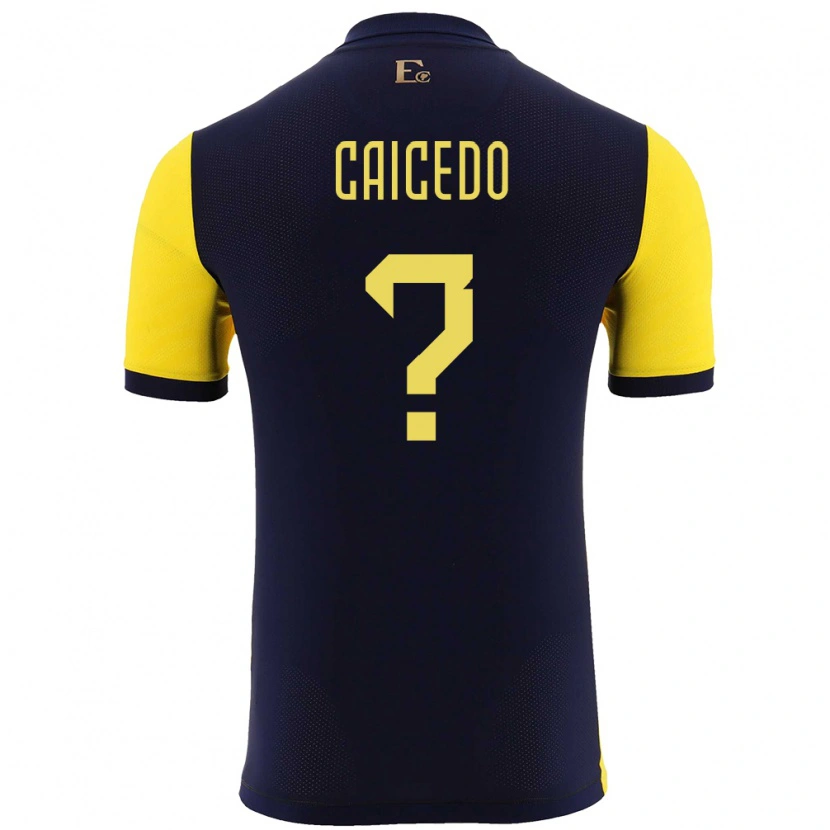 Danxen Homme Maillot Équateur Elian Caicedo #0 Jaune Tenues Domicile 24-26 T-Shirt