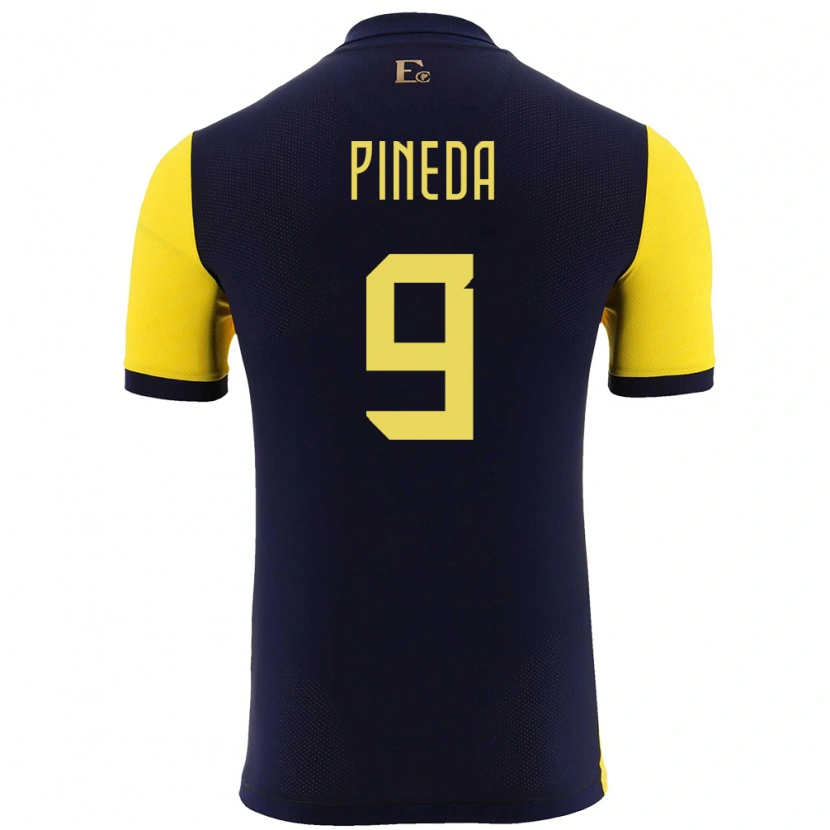Danxen Homme Maillot Équateur Kevin Pineda #9 Jaune Tenues Domicile 24-26 T-Shirt