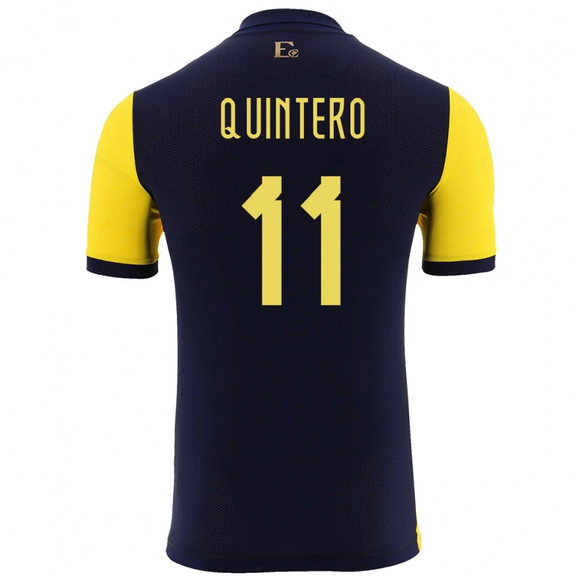 Danxen Homme Maillot Équateur Edwin Quintero #11 Jaune Tenues Domicile 24-26 T-Shirt