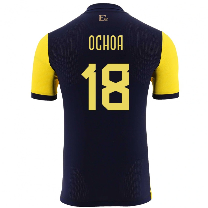 Danxen Homme Maillot Équateur Youri Ochoa #18 Jaune Tenues Domicile 24-26 T-Shirt