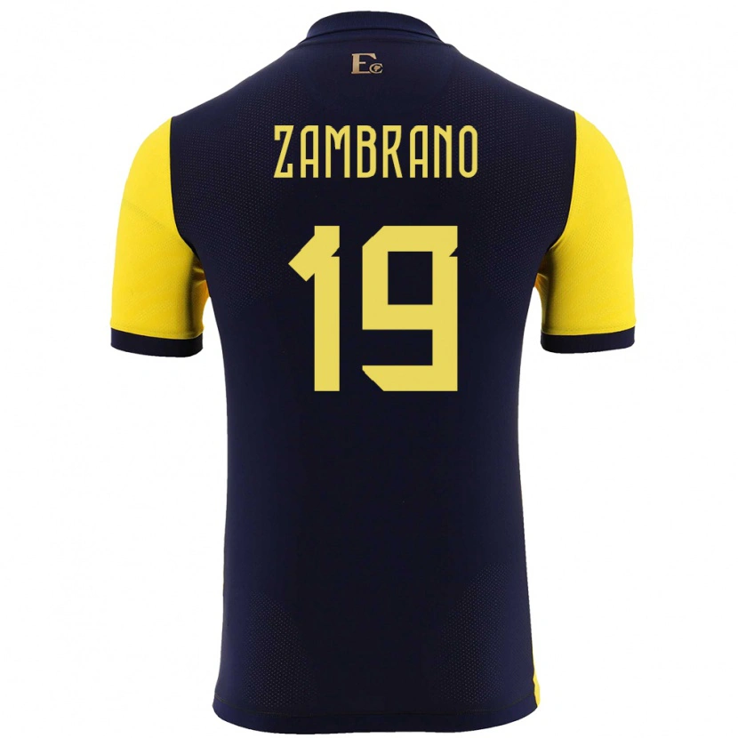 Danxen Homme Maillot Équateur Cristhoper Zambrano #19 Jaune Tenues Domicile 24-26 T-Shirt
