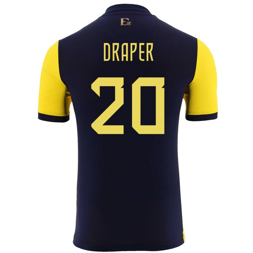 Danxen Homme Maillot Équateur Andrew Draper #20 Jaune Tenues Domicile 24-26 T-Shirt