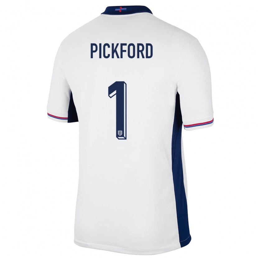 Danxen Homme Maillot Angleterre Jordan Pickford #1 Blanc Tenues Domicile 24-26 T-Shirt
