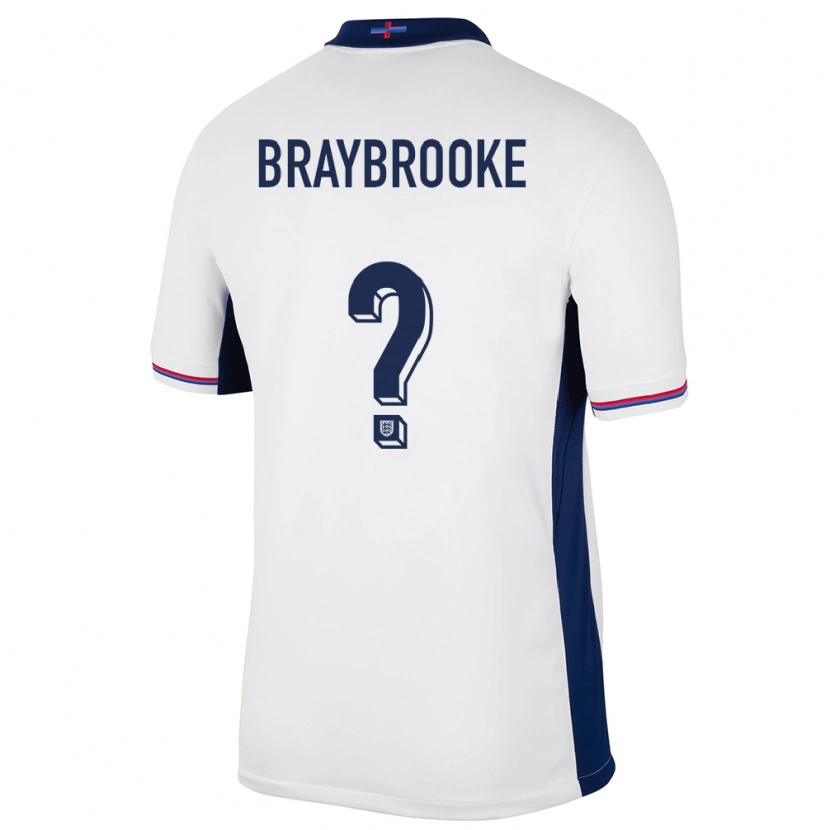 Danxen Homme Maillot Angleterre Sammy Braybrooke #0 Blanc Tenues Domicile 24-26 T-Shirt