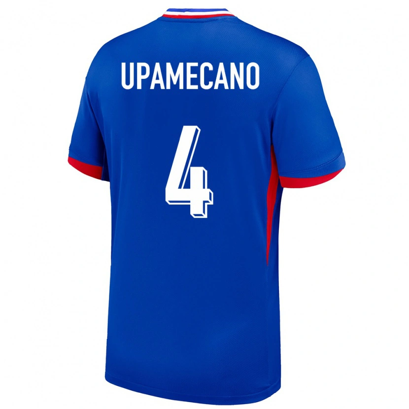 Danxen Homme Maillot France Dayot Upamecano #4 Bleu Tenues Domicile 24-26 T-Shirt