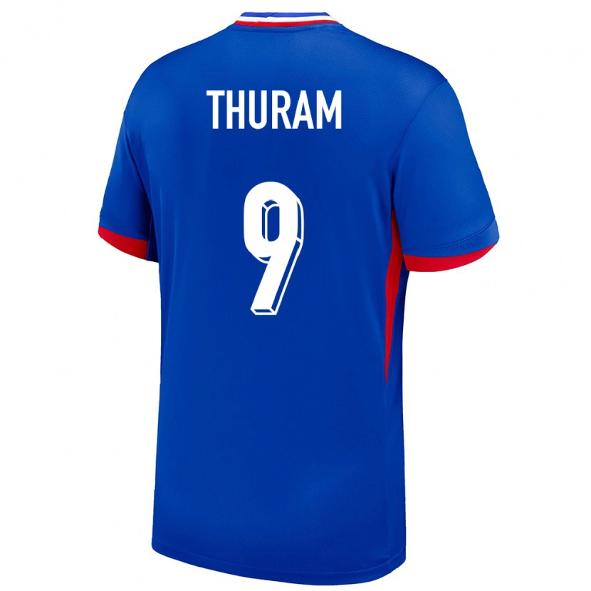 Danxen Homme Maillot France Marcus Thuram #9 Bleu Tenues Domicile 24-26 T-Shirt