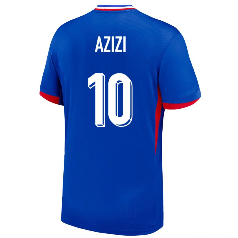 Danxen Homme Maillot France Ilyas Azizi #10 Bleu Tenues Domicile 24-26 T-Shirt