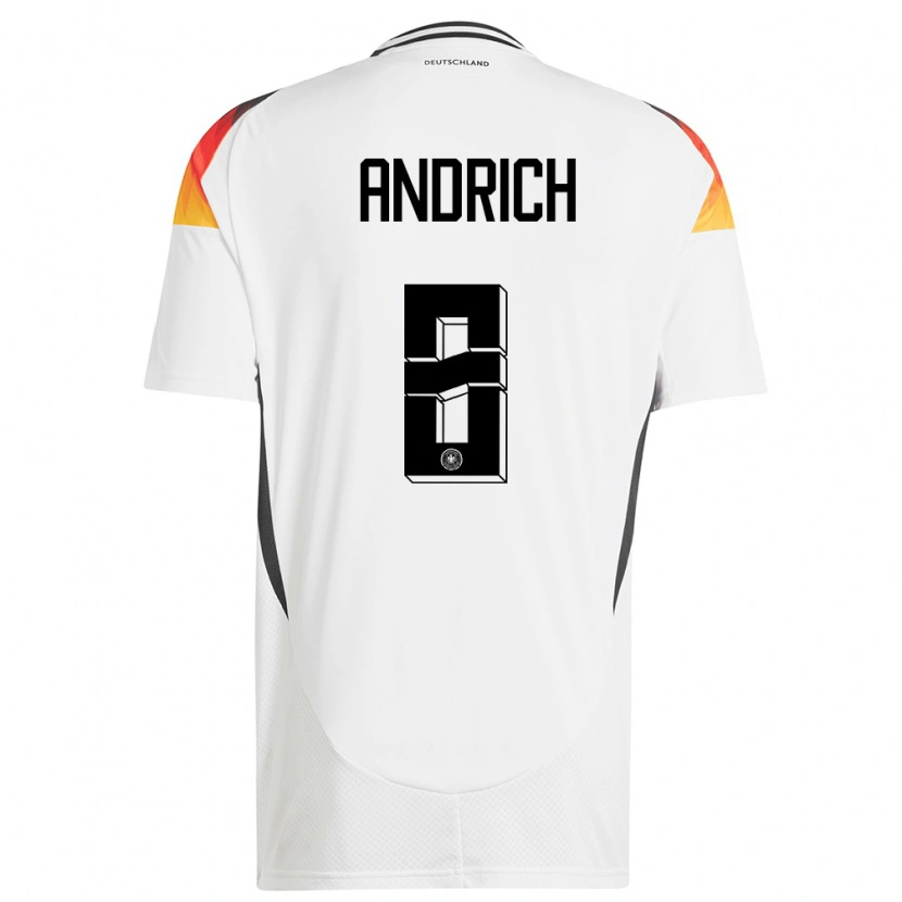 Danxen Homme Maillot Allemagne Robert Andrich #8 Blanc Tenues Domicile 24-26 T-Shirt