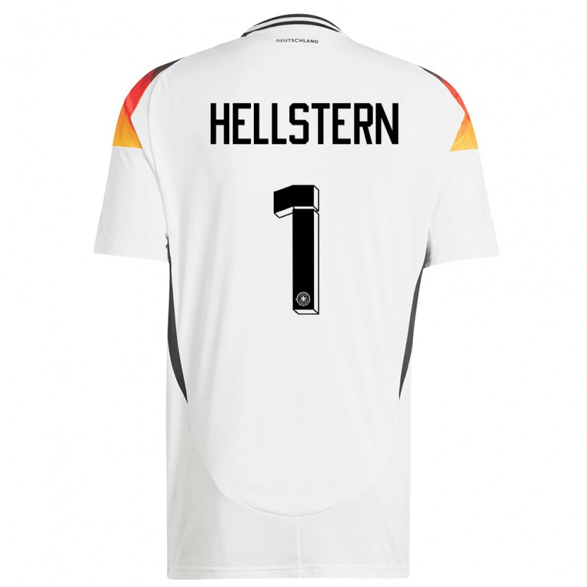Danxen Homme Maillot Allemagne Florian Hellstern #1 Blanc Tenues Domicile 24-26 T-Shirt