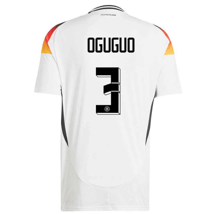 Danxen Homme Maillot Allemagne Elijah Oguguo #3 Blanc Tenues Domicile 24-26 T-Shirt