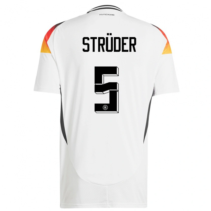 Danxen Homme Maillot Allemagne Mika Strüder #5 Blanc Tenues Domicile 24-26 T-Shirt