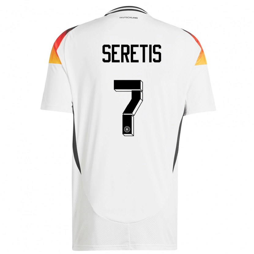 Danxen Homme Maillot Allemagne Isaiah Seretis #7 Blanc Tenues Domicile 24-26 T-Shirt