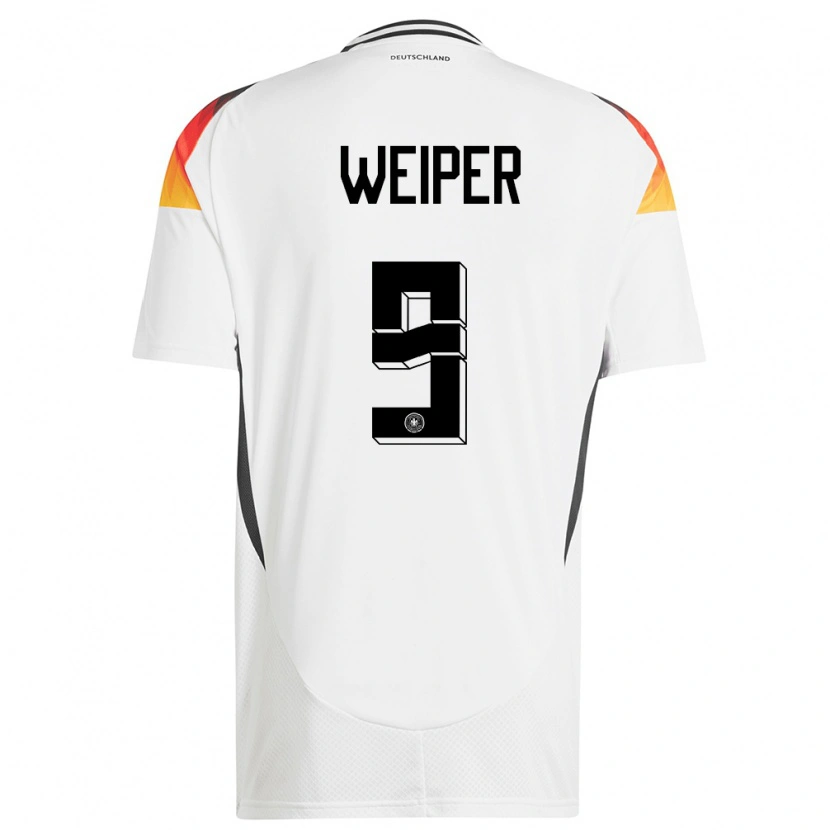 Danxen Homme Maillot Allemagne Nelson Weiper #9 Blanc Tenues Domicile 24-26 T-Shirt