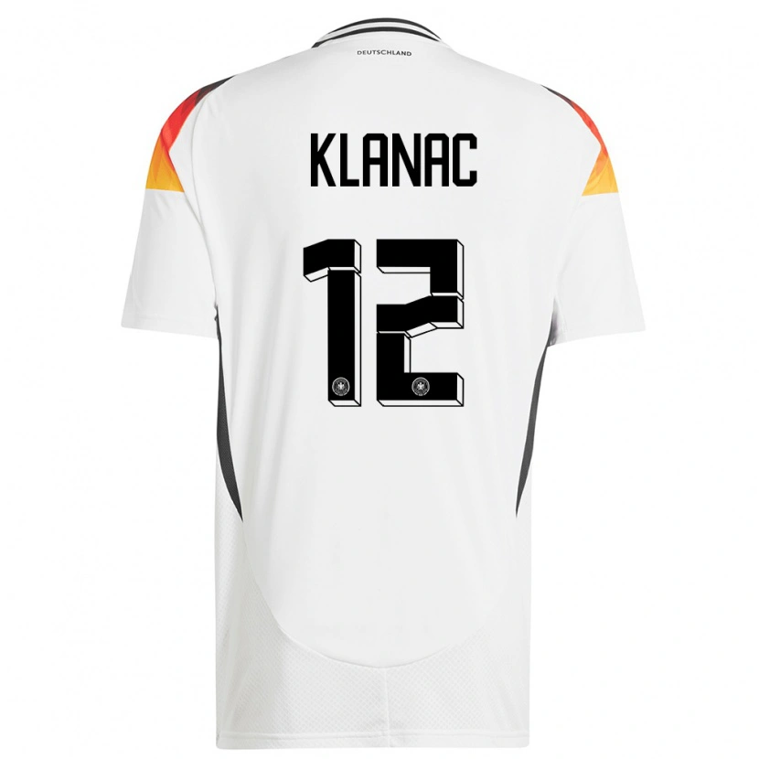 Danxen Homme Maillot Allemagne Leon Klanac #12 Blanc Tenues Domicile 24-26 T-Shirt