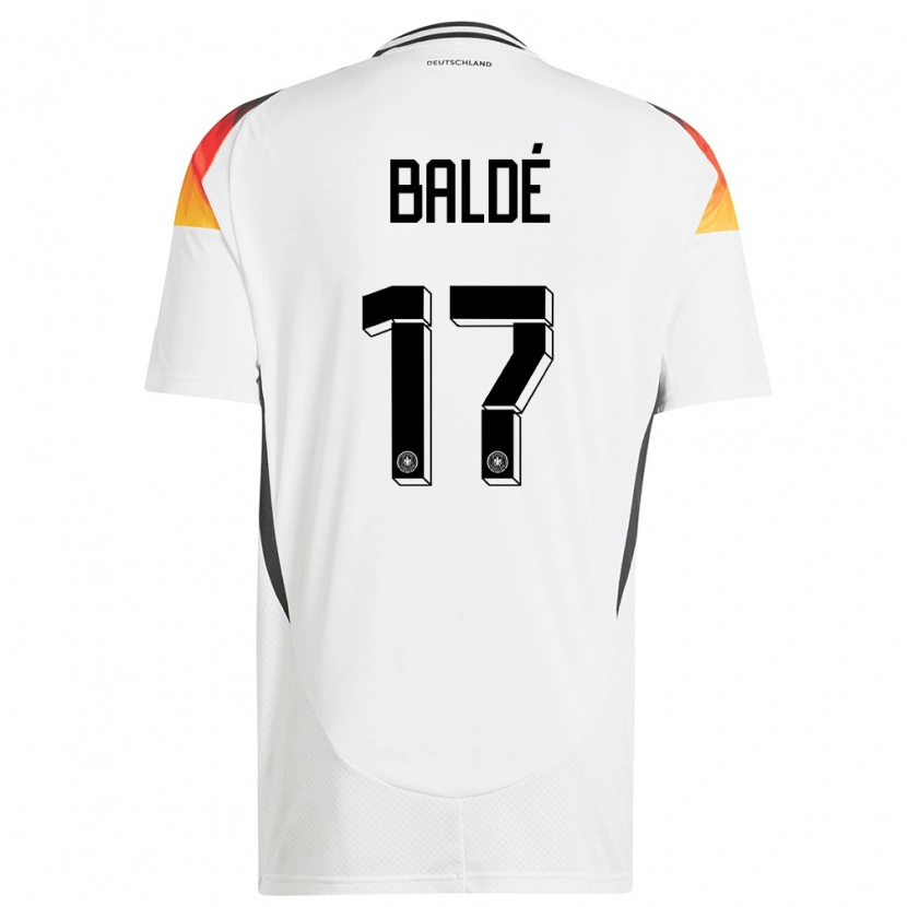 Danxen Homme Maillot Allemagne Fabio Baldé #17 Blanc Tenues Domicile 24-26 T-Shirt