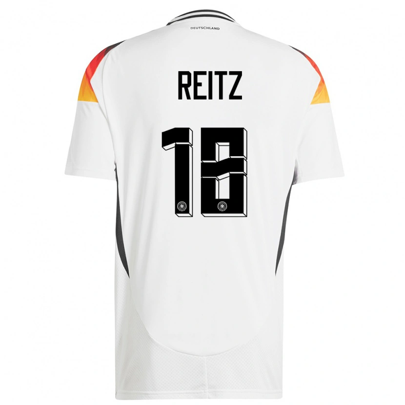 Danxen Homme Maillot Allemagne Rocco Reitz #18 Blanc Tenues Domicile 24-26 T-Shirt