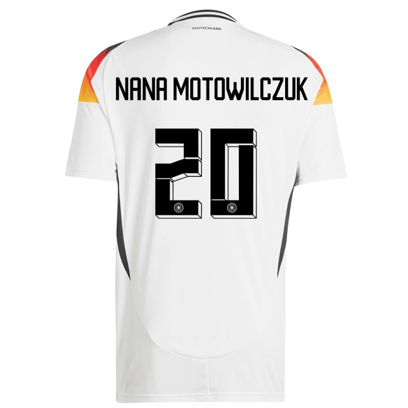 Danxen Homme Maillot Allemagne Kevin Nana Motowilczuk #20 Blanc Tenues Domicile 24-26 T-Shirt