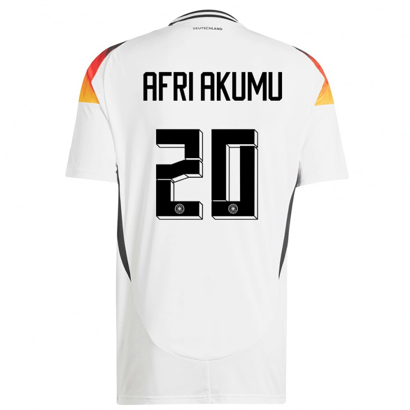 Danxen Homme Maillot Allemagne Maik Afri Akumu #20 Blanc Tenues Domicile 24-26 T-Shirt