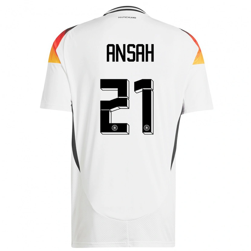 Danxen Homme Maillot Allemagne Ilyas Ansah #21 Blanc Tenues Domicile 24-26 T-Shirt