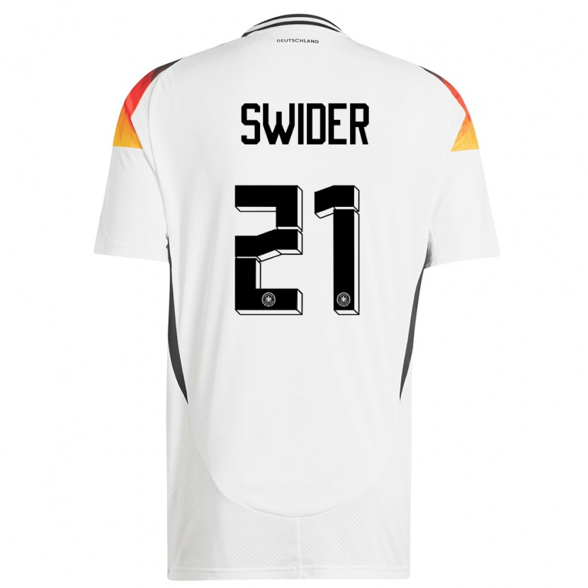 Danxen Homme Maillot Allemagne Niklas Swider #21 Blanc Tenues Domicile 24-26 T-Shirt