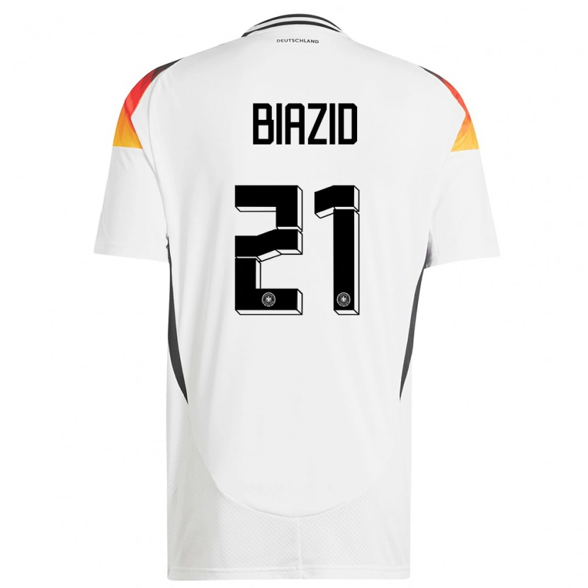 Danxen Homme Maillot Allemagne Zain Biazid #21 Blanc Tenues Domicile 24-26 T-Shirt