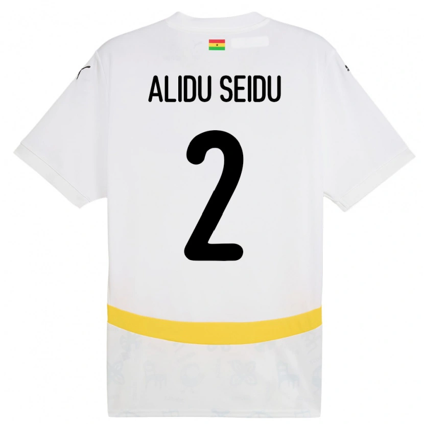 Danxen Homme Maillot Ghana Alidu Seidu #2 Blanc Tenues Domicile 24-26 T-Shirt