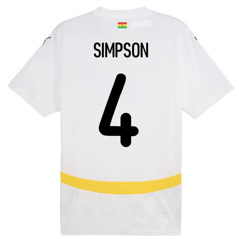 Danxen Homme Maillot Ghana Razak Simpson #4 Blanc Tenues Domicile 24-26 T-Shirt