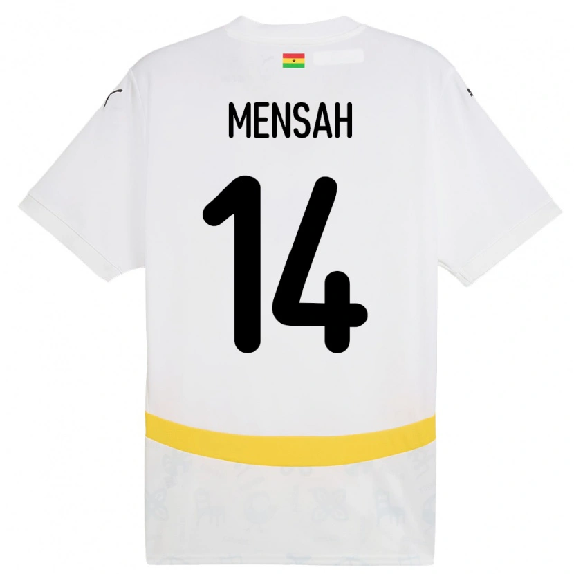 Danxen Homme Maillot Ghana Gideon Mensah #14 Blanc Tenues Domicile 24-26 T-Shirt