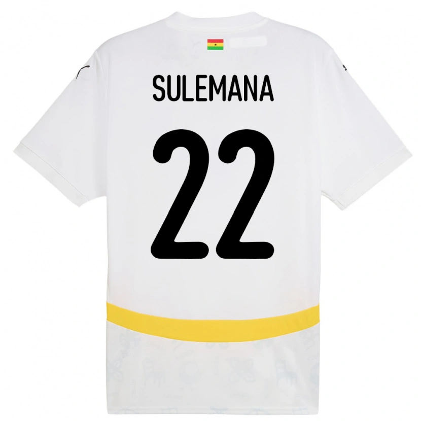 Danxen Homme Maillot Ghana Ibrahim Sulemana #22 Blanc Tenues Domicile 24-26 T-Shirt