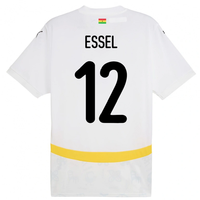 Danxen Homme Maillot Ghana Aaron Essel #12 Blanc Tenues Domicile 24-26 T-Shirt
